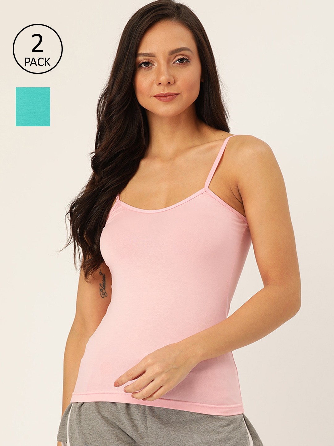 

Lady Lyka Women Pack Of 2 Solid Camisoles, Pink