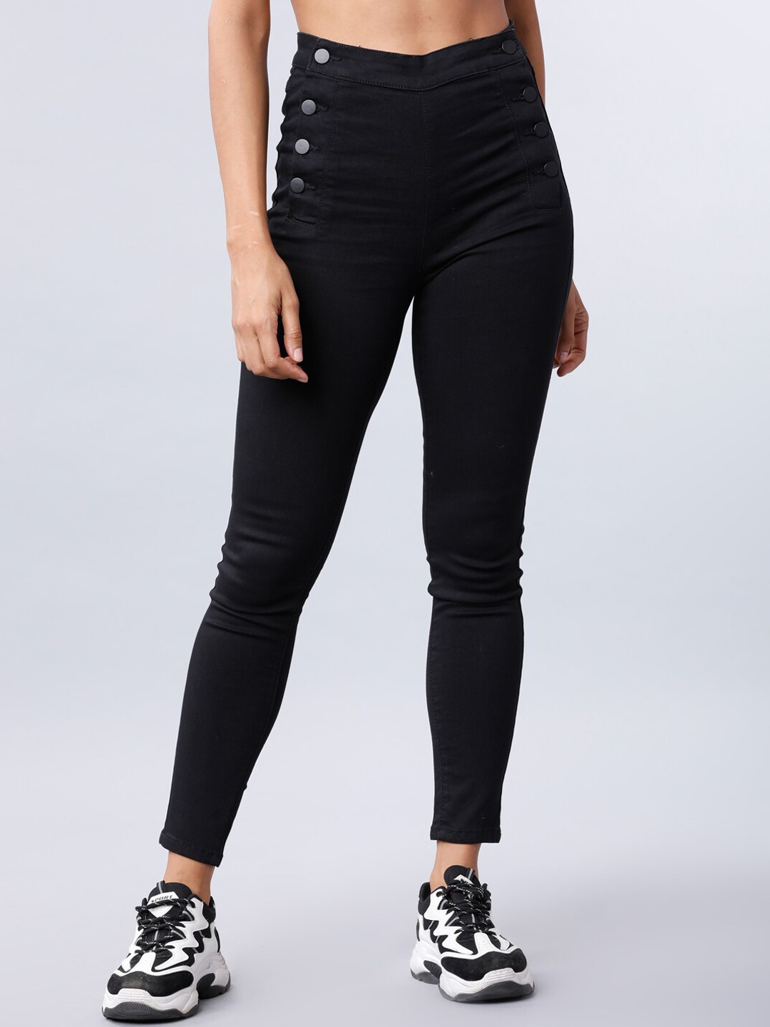 

Tokyo Talkies Women Slim Fit High-Rise Clean Look Stretchable Jeans, Black