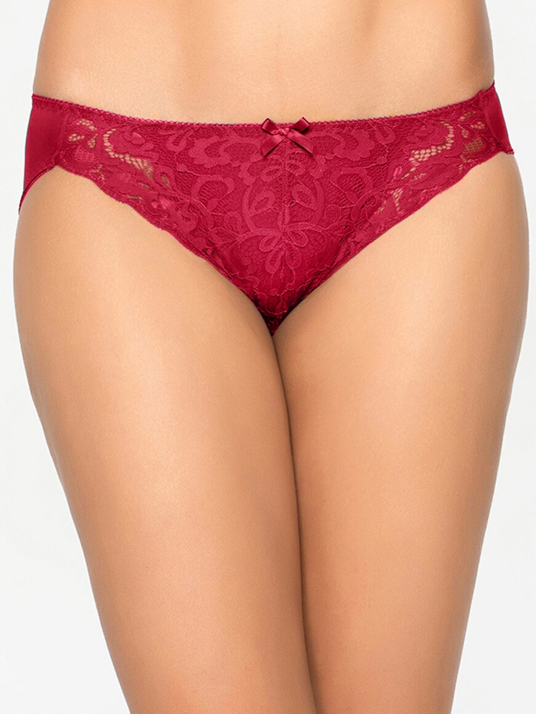 

Wacoal Women Red Solid Lace Bikini Briefs IAP155-R3