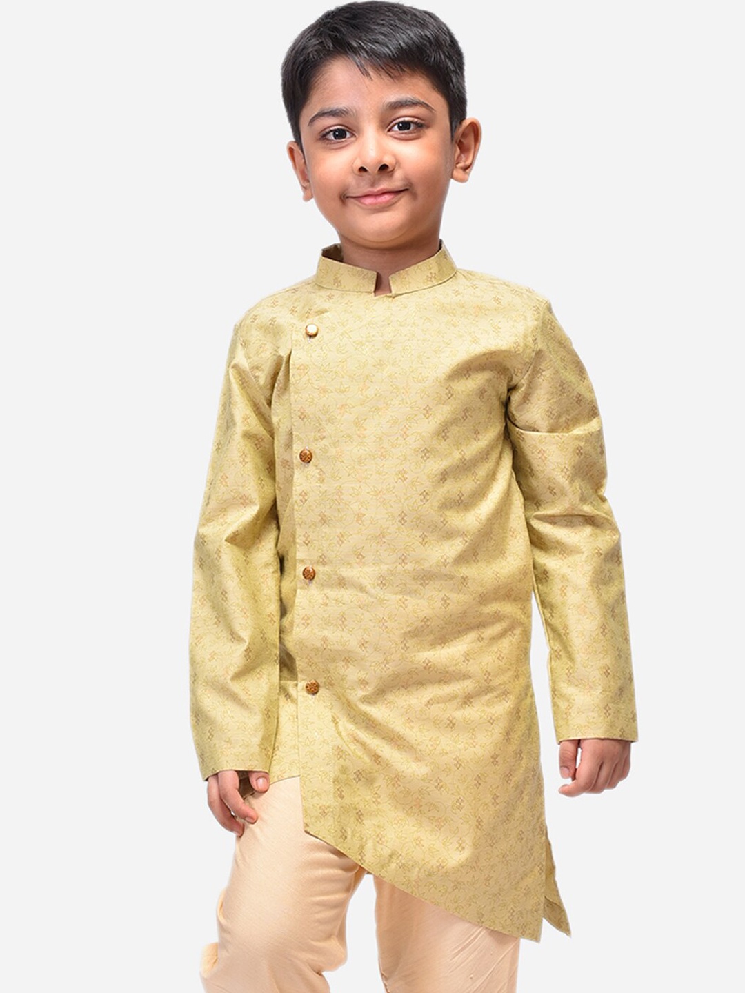 

NAMASKAR Boys Silk Blend Printed Kurta, Green