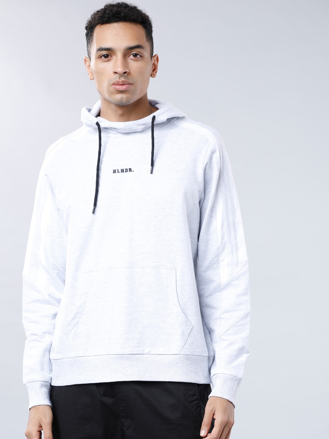 

HIGHLANDER Men Grey Melange Printed Hooded Sweatshirt