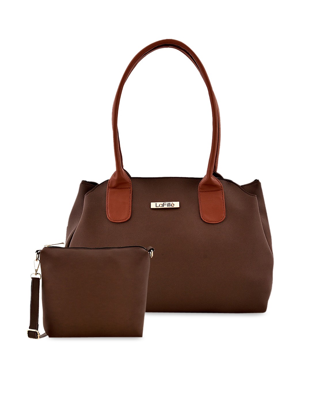 

LaFille Brown Solid Shoulder Bag With Sling Bag