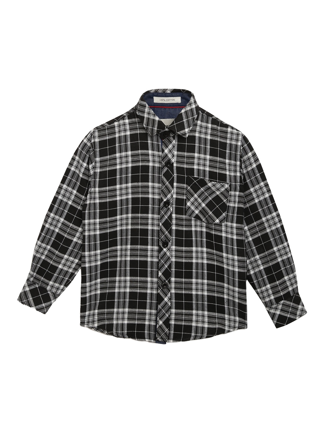 

Aj DEZInES Boys Black & White Regular Fit Checked Party Shirt