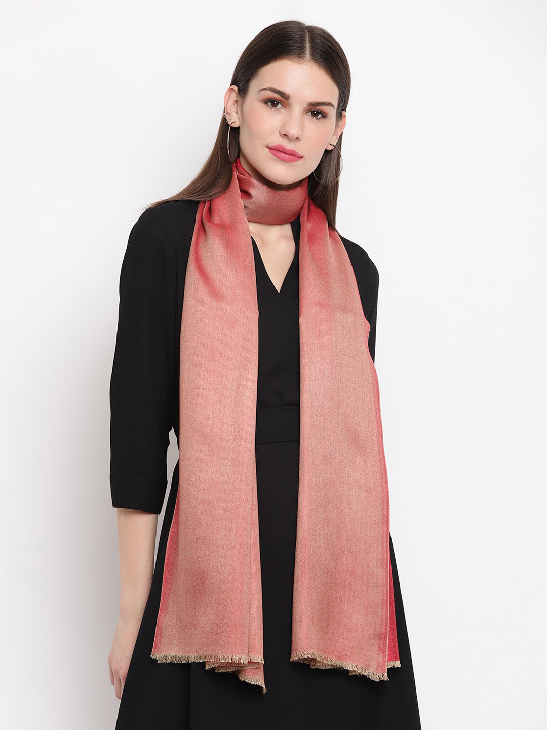 

Tossido Women Red Reversible Two-Toned Solid Kashmiri Stole