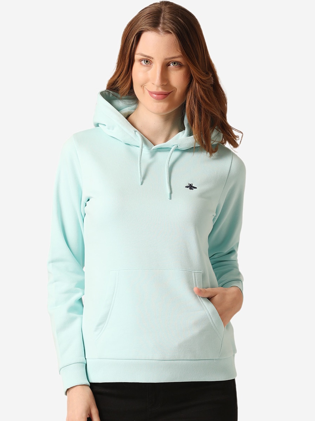 

Mode by Red Tape Women Blue Solid Hooded Sweatshirt