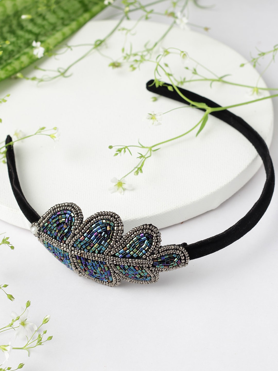 

STREET 9 Blue Embellished Statement Hairband