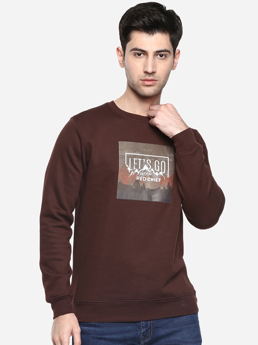 

Red Chief Men Brown & Grey Printed Sweatshirt