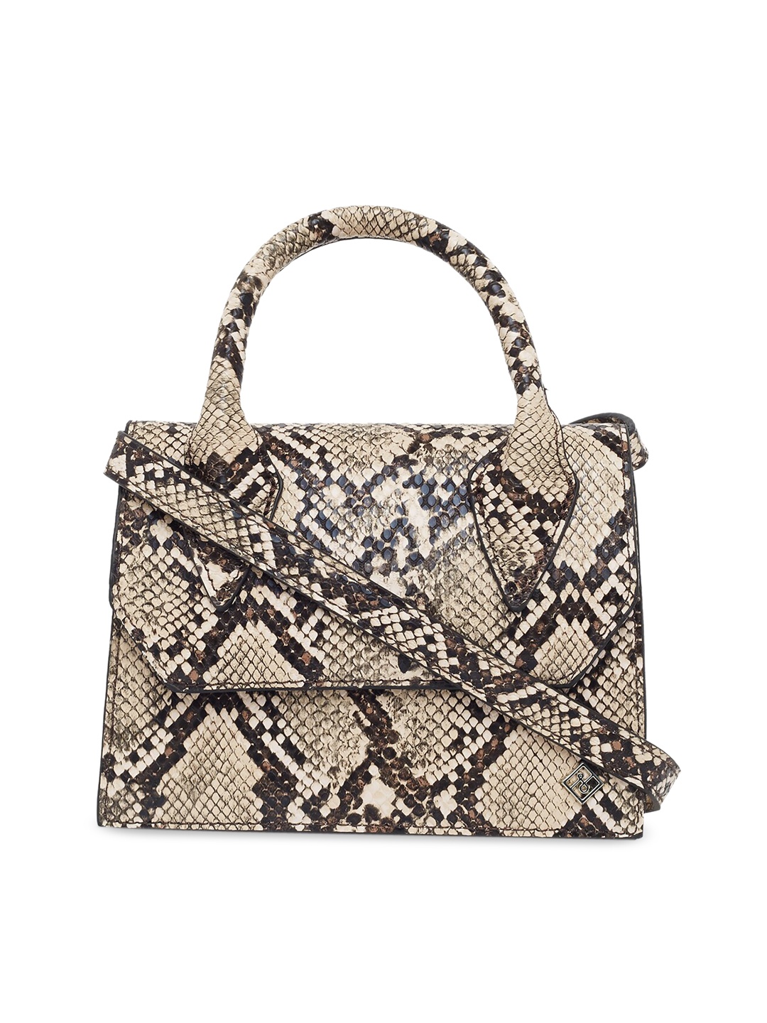 

Call It Spring Beige & Brown Snake Skin Textured Handheld Bag
