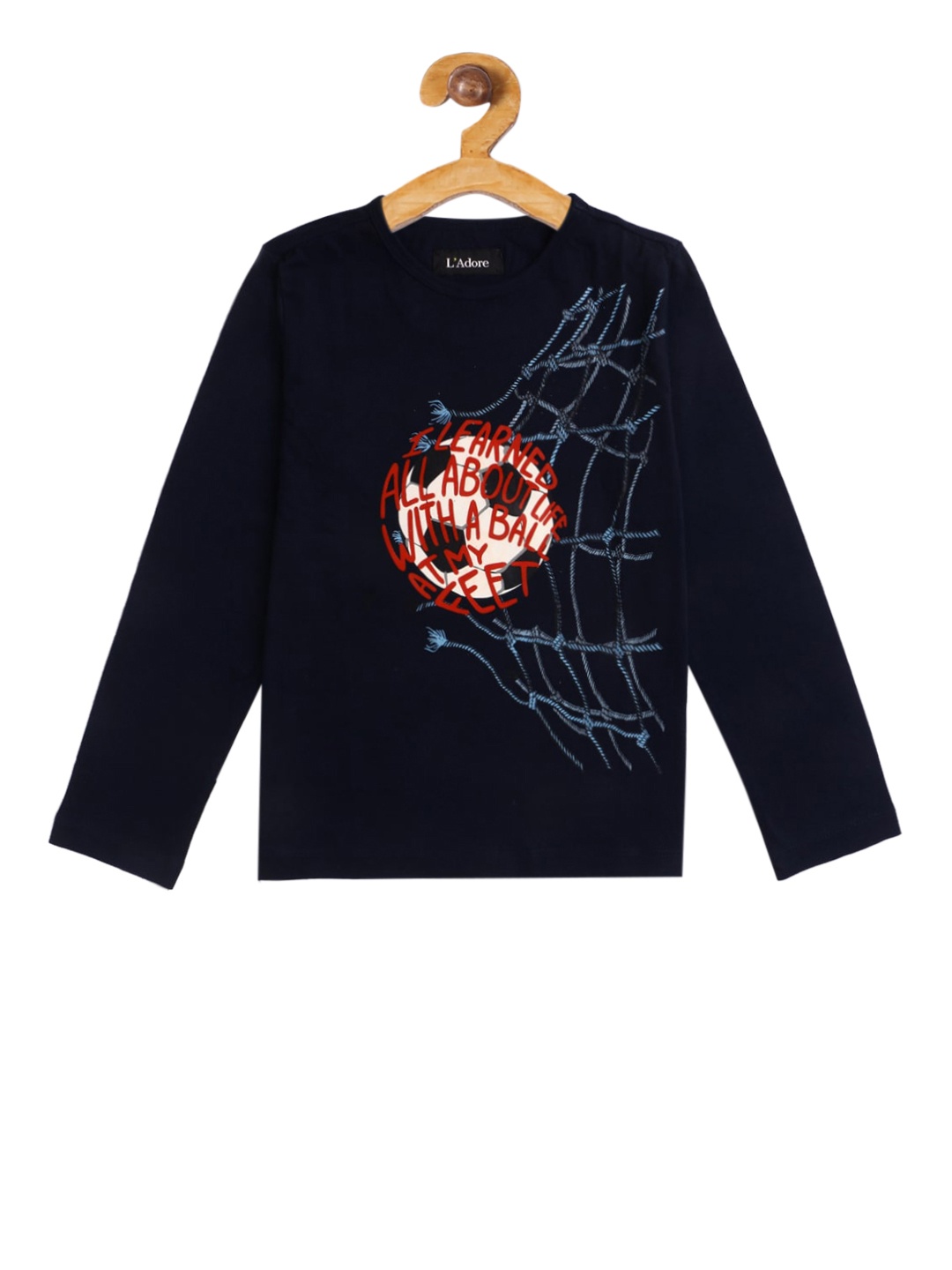 

LAdore Boys Navy Blue Printed Round Neck T-shirt