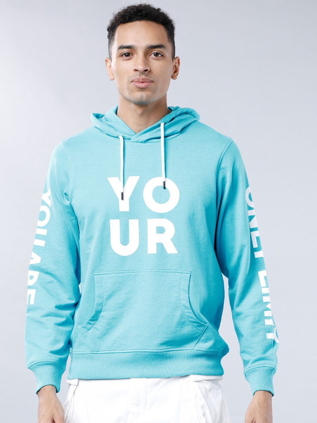 

LOCOMOTIVE Men Blue Printed Hooded Sweatshirt