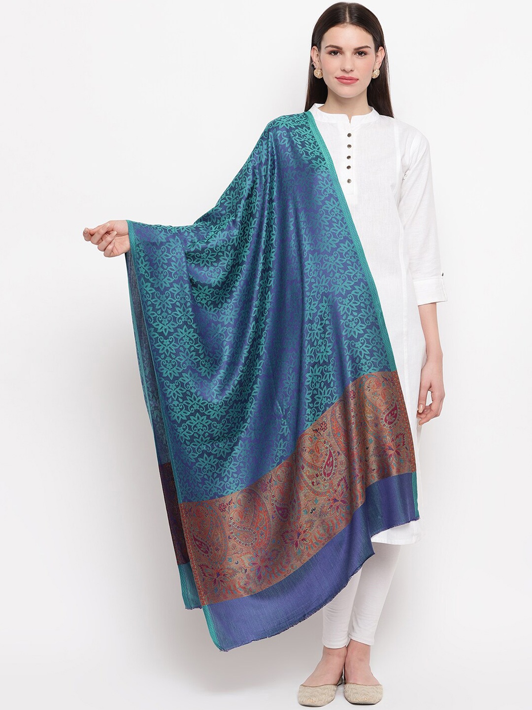 

Tossido Women Blue & Purple Ethnic Motifs Woven Design Kashmiri Stole