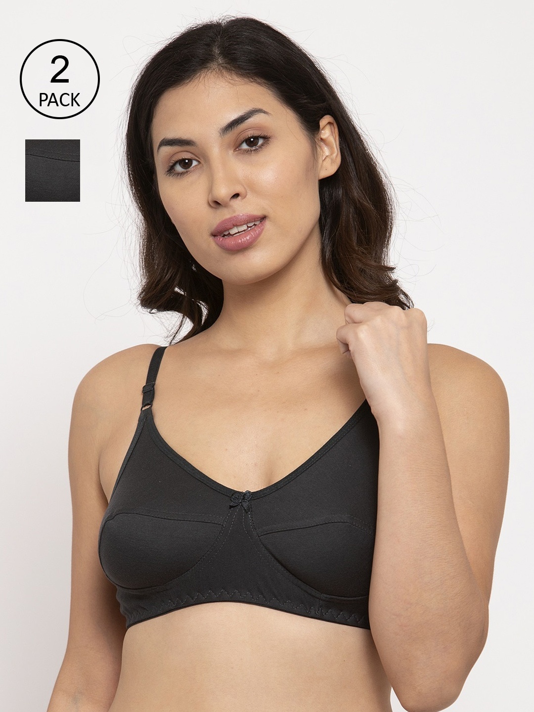 

Innocence Women Pack Of 2 Black Solid Full Coverage Everyday Bras BBAPLIN90544_44B