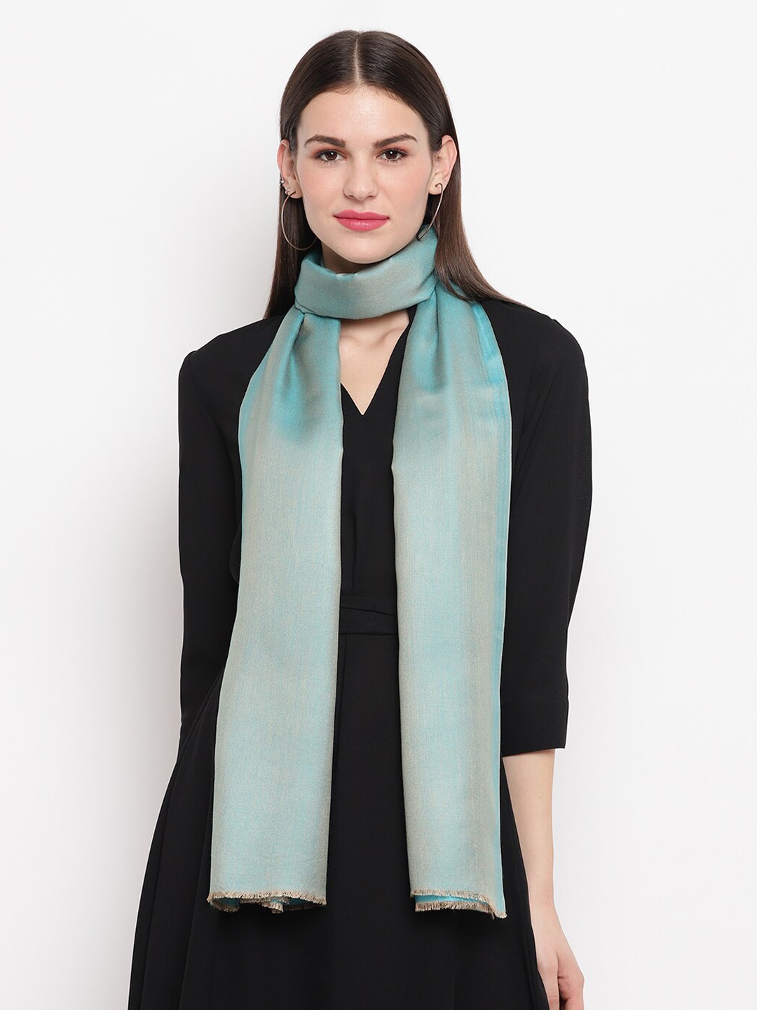 

Tossido Women Blue Solid Two-Toned Reversible Kashmiri Stole