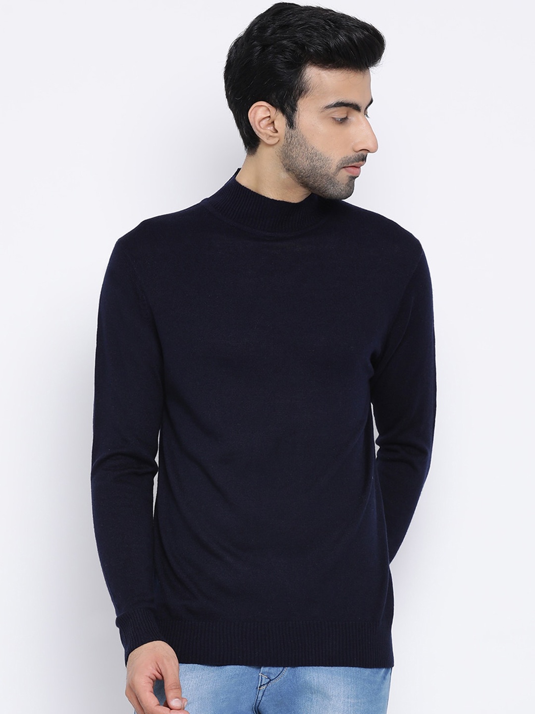 

Richlook Men Navy Blue Solid Sweater