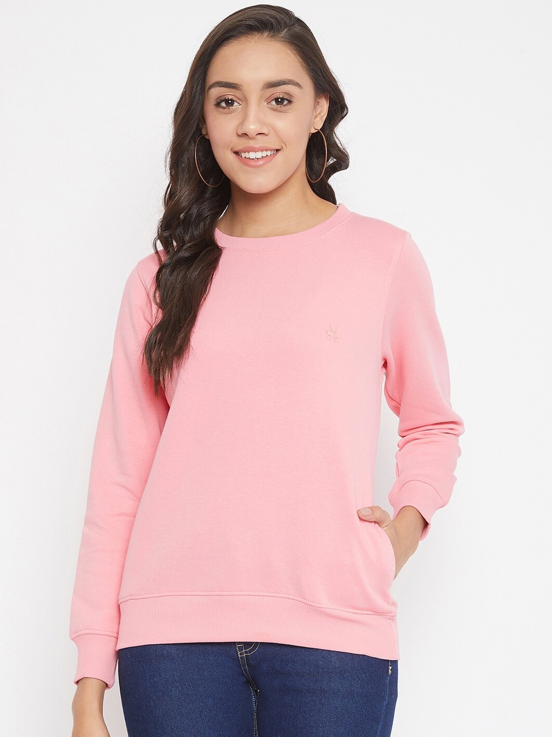 

Crimsoune Club Women Pink Solid Sweatshirt