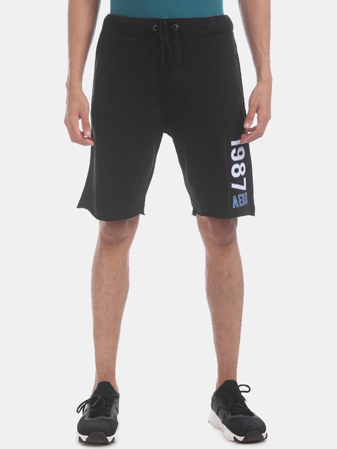 

Aeropostale Men Black Printed Regular Fit Sports Shorts