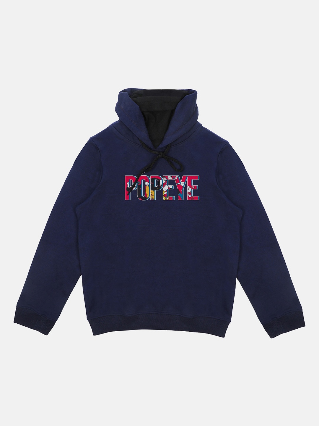

Popeye Boys Blue Printed Hooded Sweatshirt With Attached Face Covering