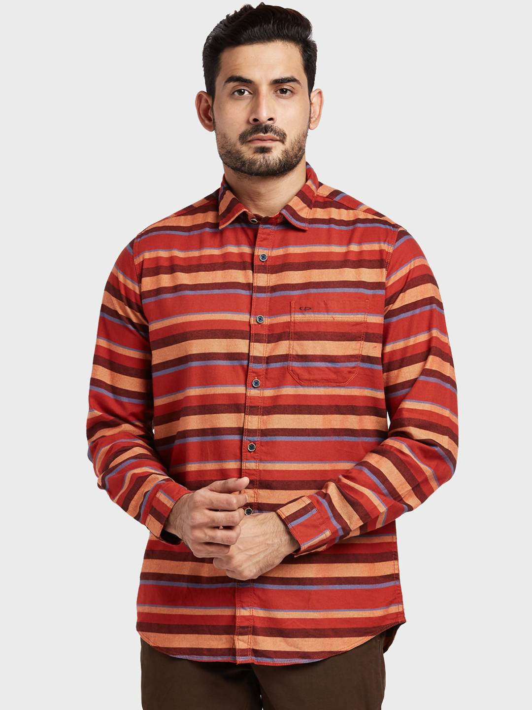 

ColorPlus Men Maroon Regular Fit Striped Casual Shirt