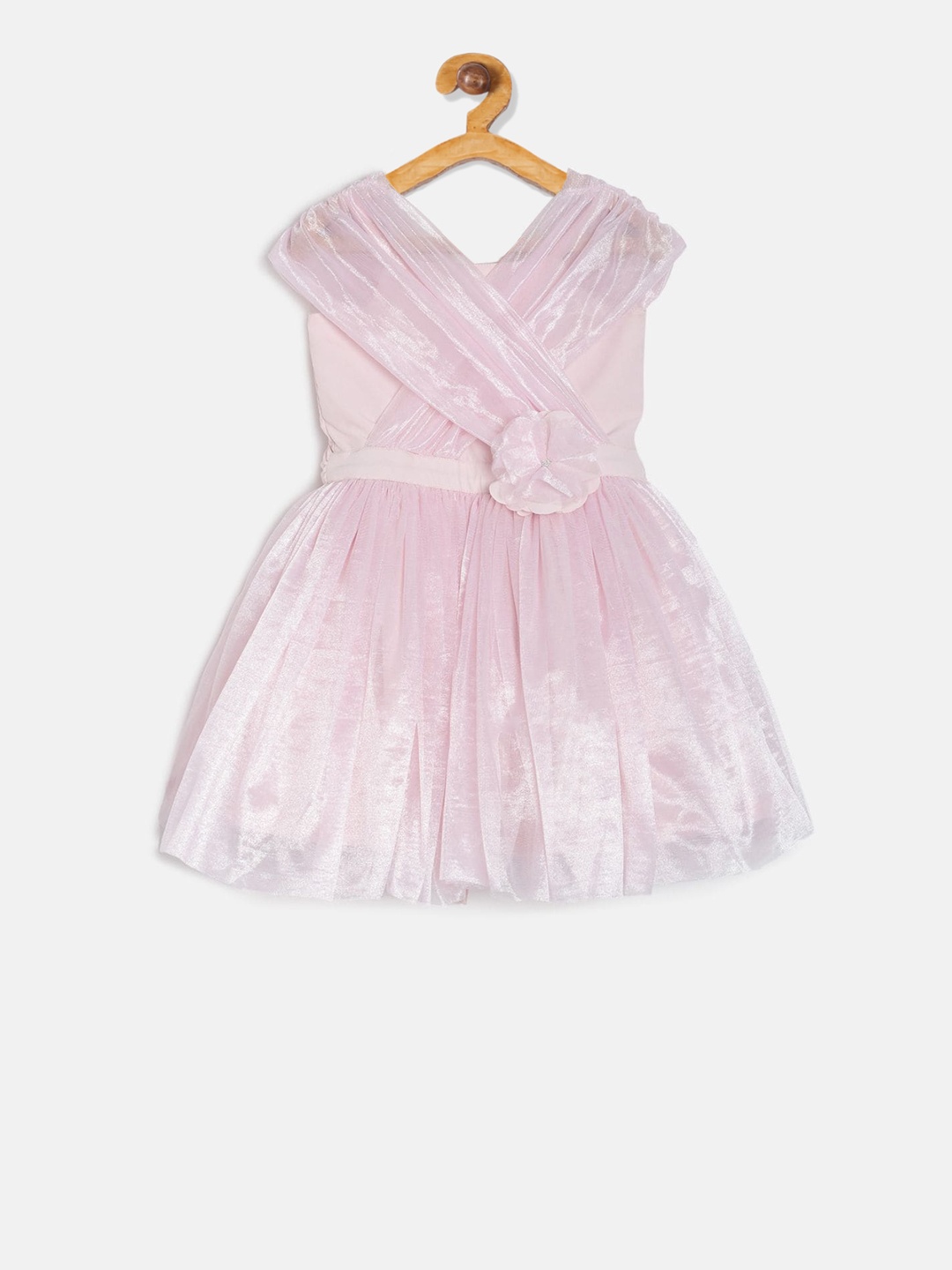 MINI KLUB Girls Pink Solid Fit and Flare Dress