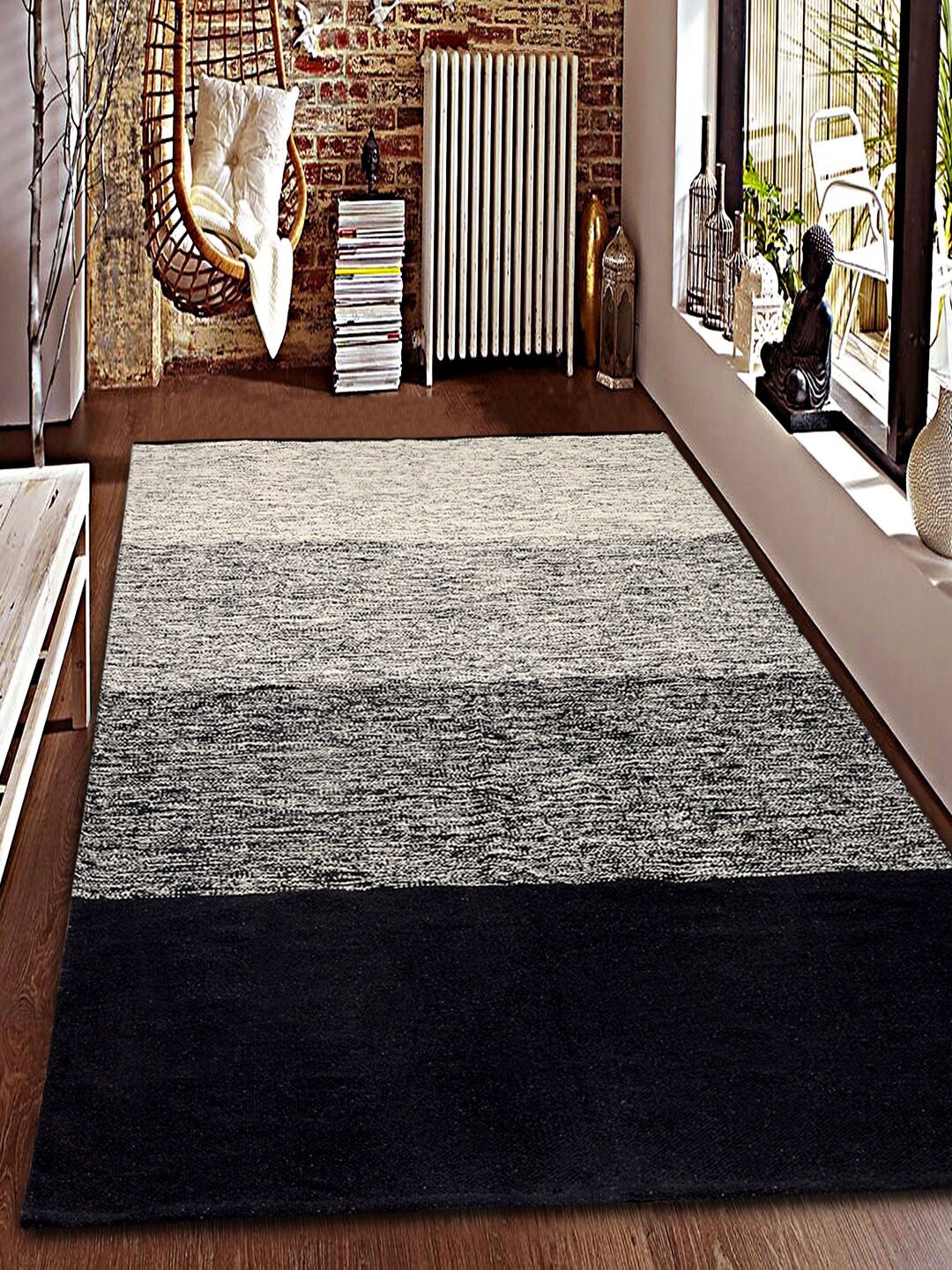 

Saral Home Black And Grey Striped Anti-Skid Dhurrie