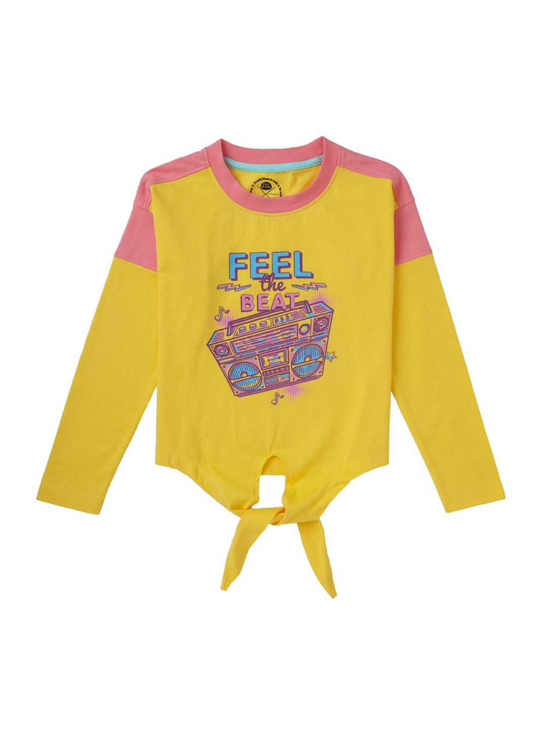 

Cub McPaws Girls Mustard Yellow Printed Round Neck T-shirt