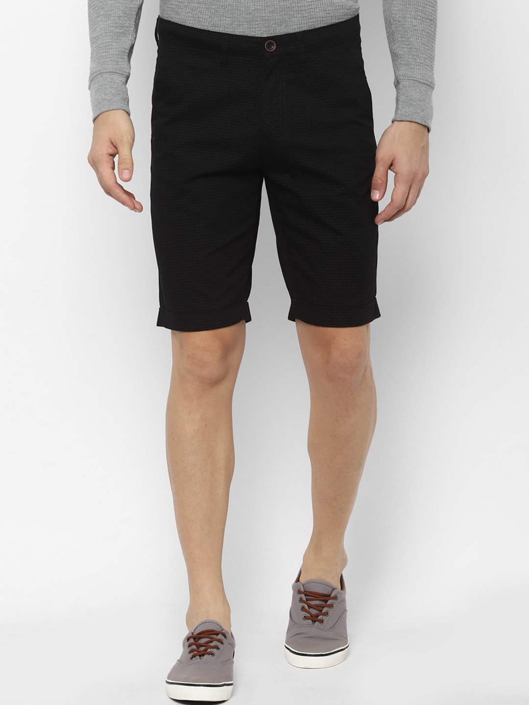 

Allen Solly Men Black Printed Slim Fit Regular Shorts