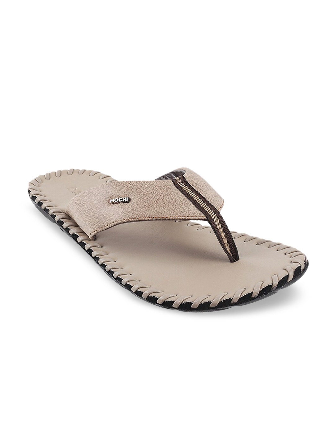 

Mochi Men Beige Solid Comfort Sandals