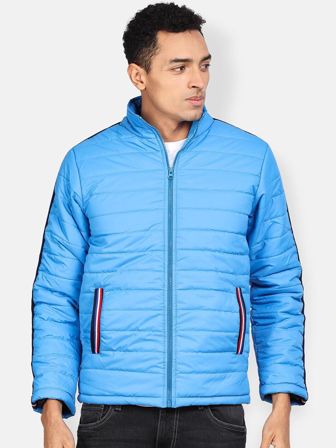 

Campus Sutra Men Blue Solid Windcheater Puffer Jacket