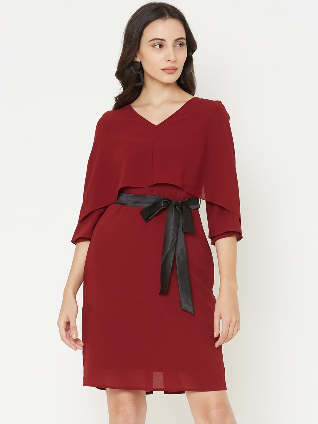 

MISH Women Maroon Solid Sheath Dress