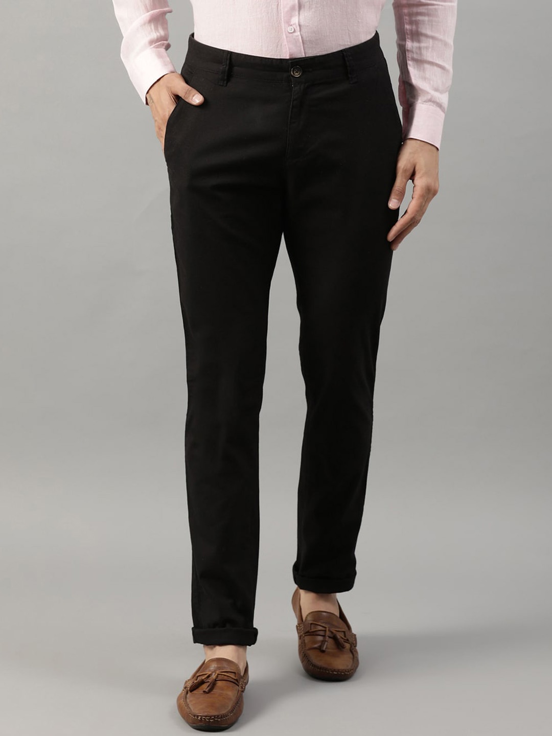

HARSAM Men Black Regular Fit Solid Chinos