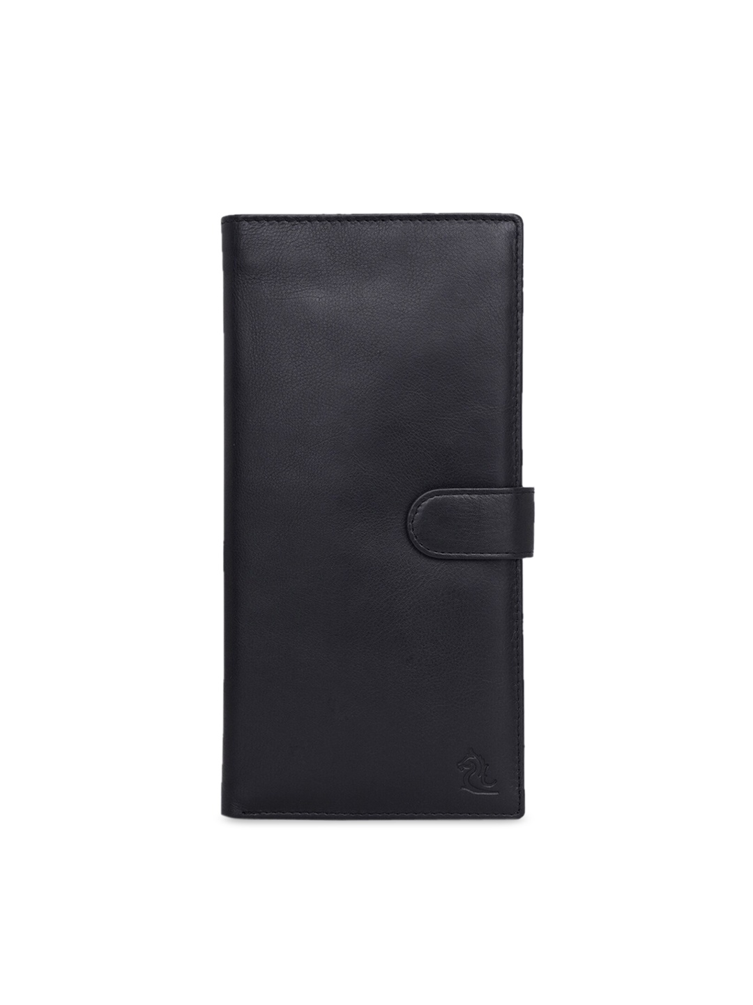 

Kara Unisex Black Solid Leather Two-Fold Wallet