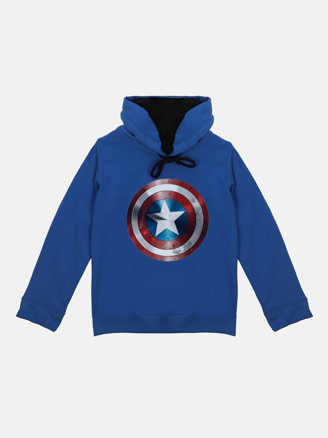 

Marvel by Wear Your Mind Boys Blue Red Printed Hooded Sweatshirt With Attached Face Cover