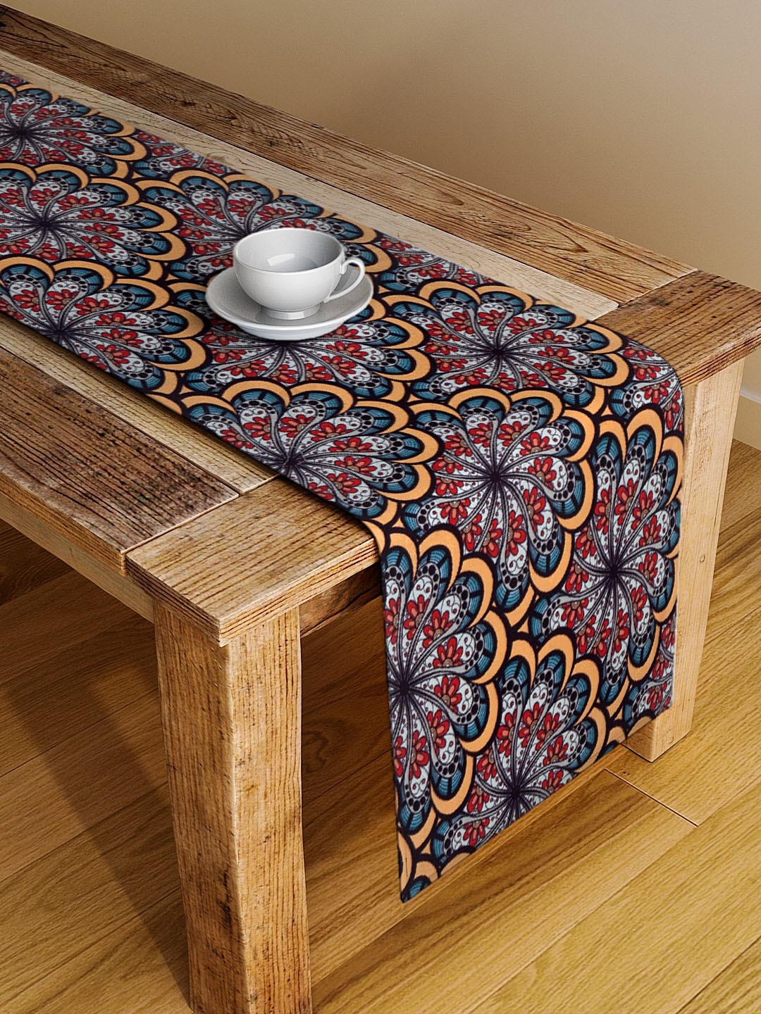 

Alina decor Red & Blue Floral Printed Table Runner