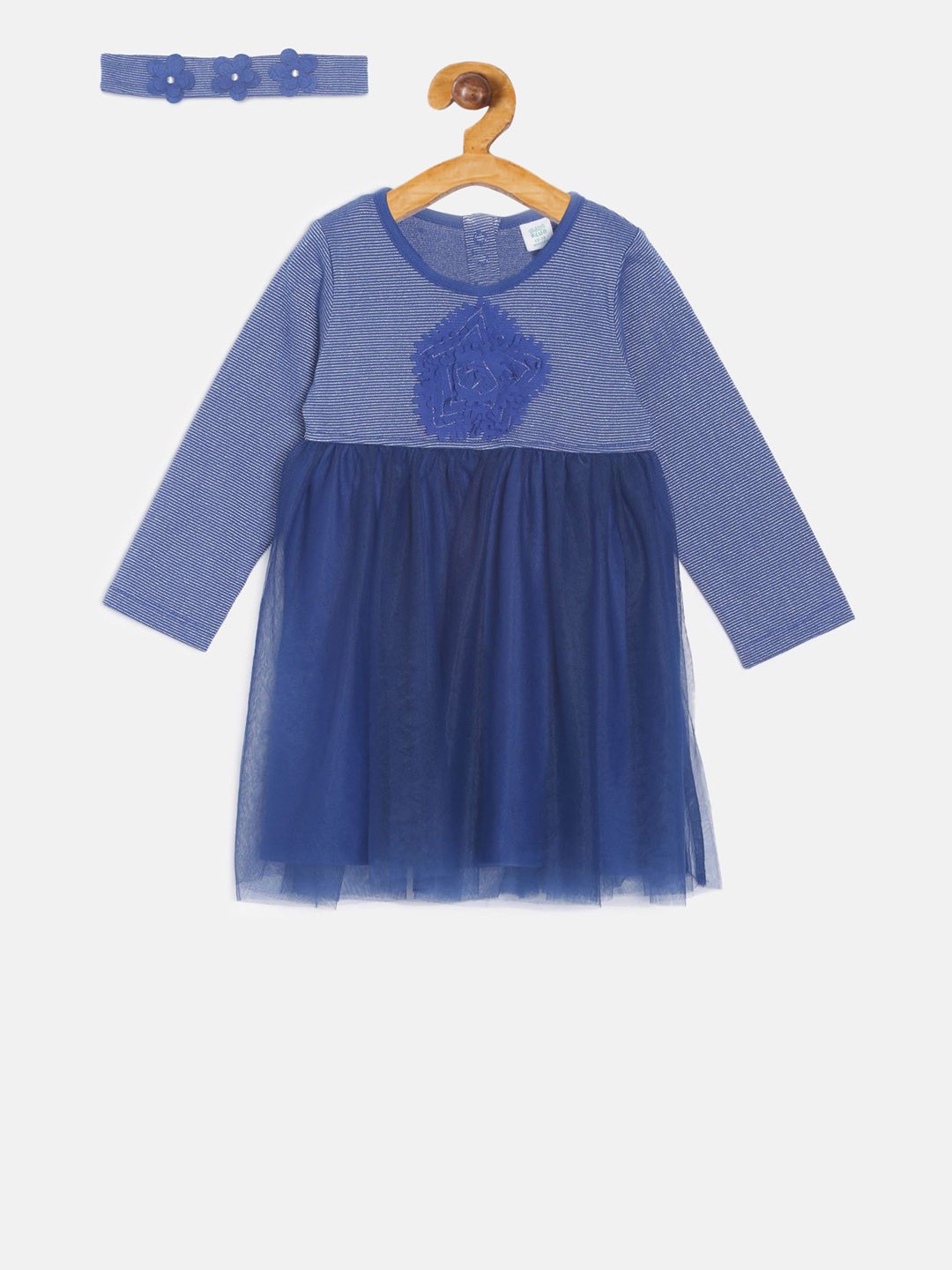 

MINI KLUB Girls Blue Colourblocked A-Line Dress