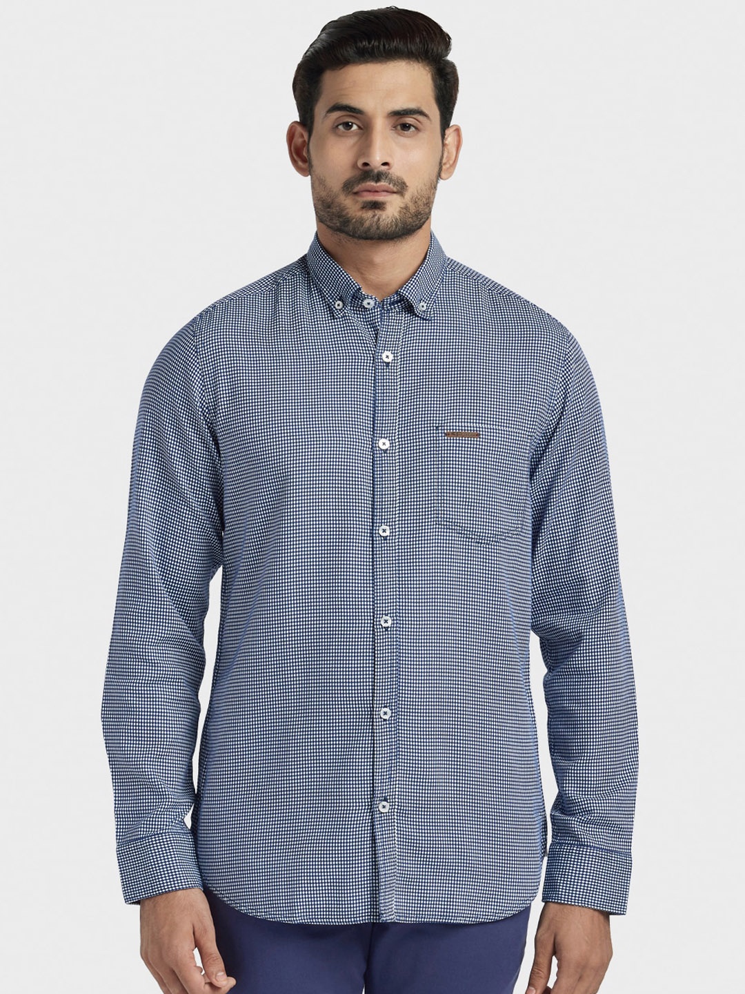 

ColorPlus Men Blue Regular Fit Checked Casual Shirt