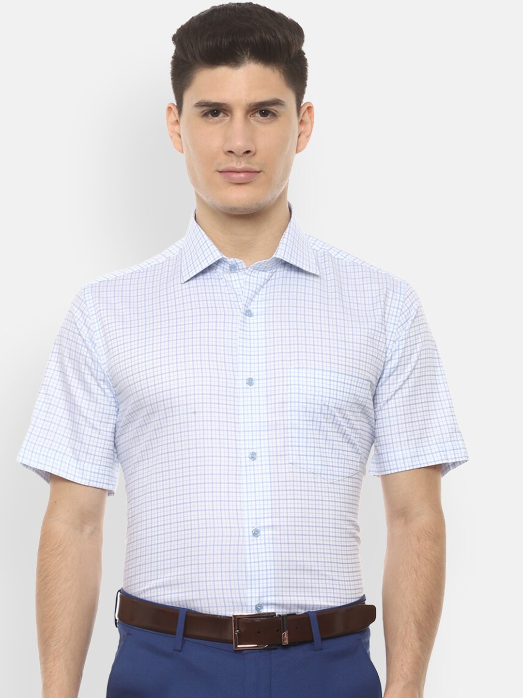 

Van Heusen Men White Regular Fit Checked Formal Shirt