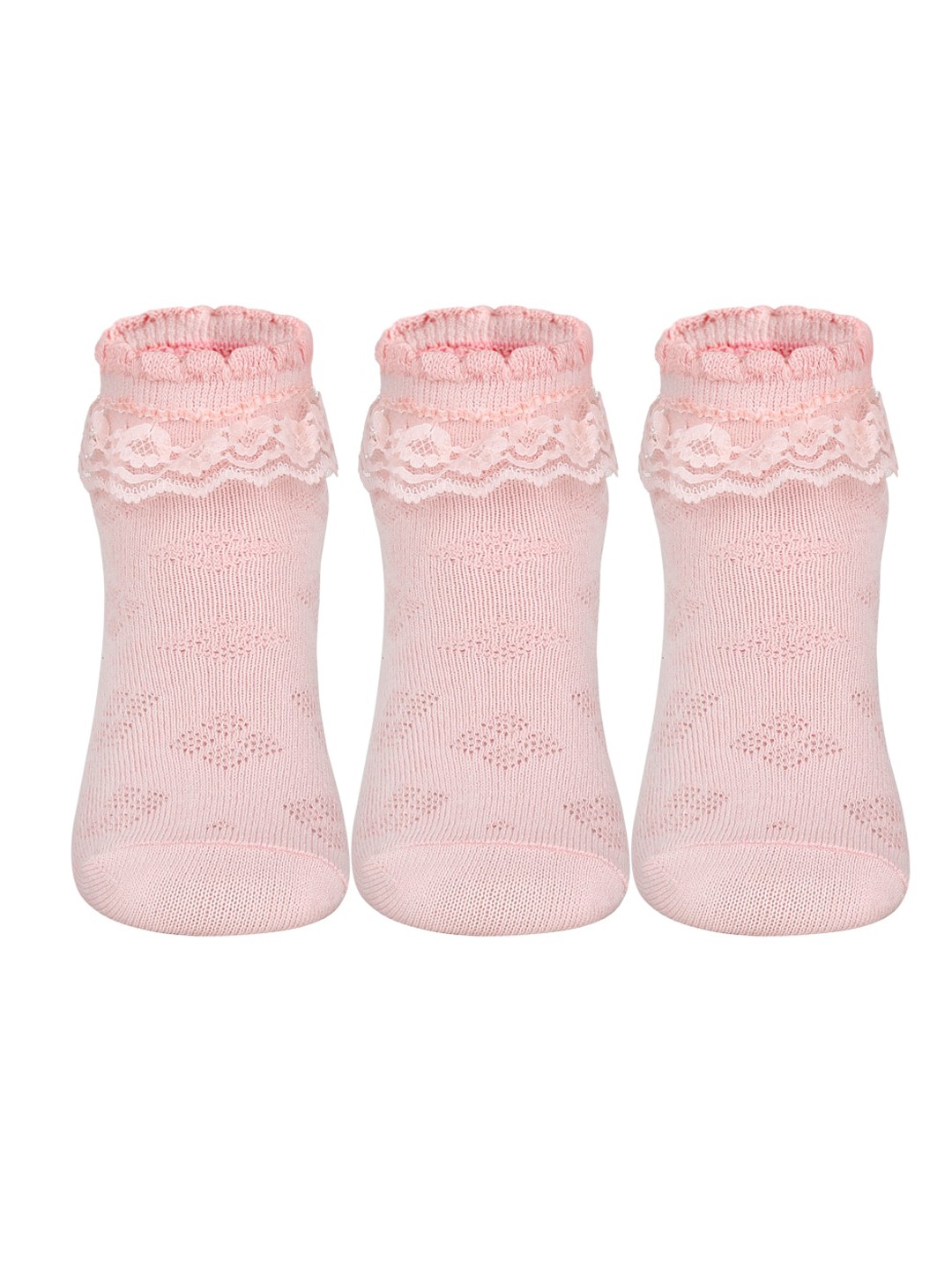 

Supersox Infant Kids Pack Of 3 Pink Solid Ankle-Length Socks