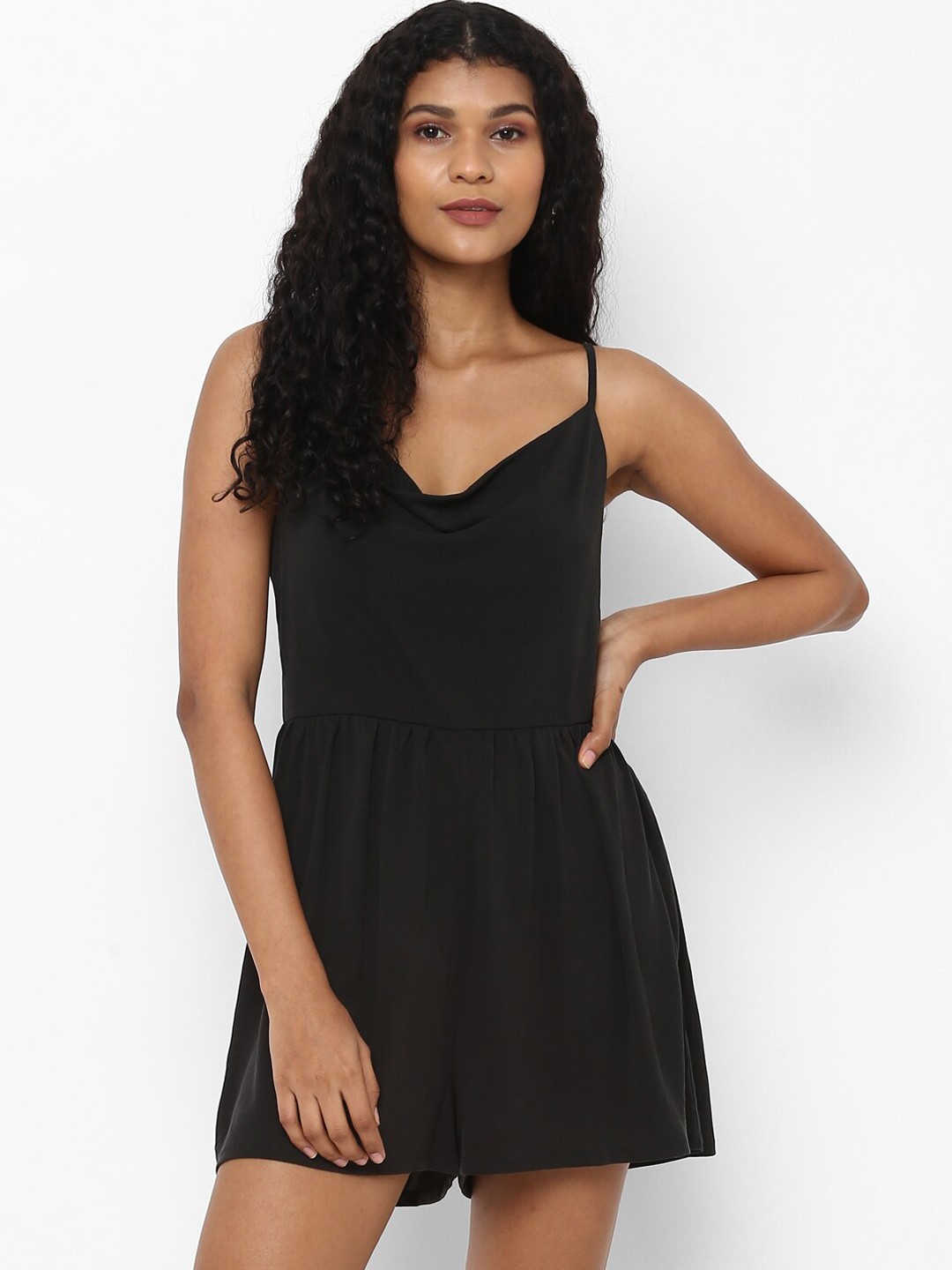 

AMERICAN EAGLE OUTFITTERS Women Black Solid Playsuit