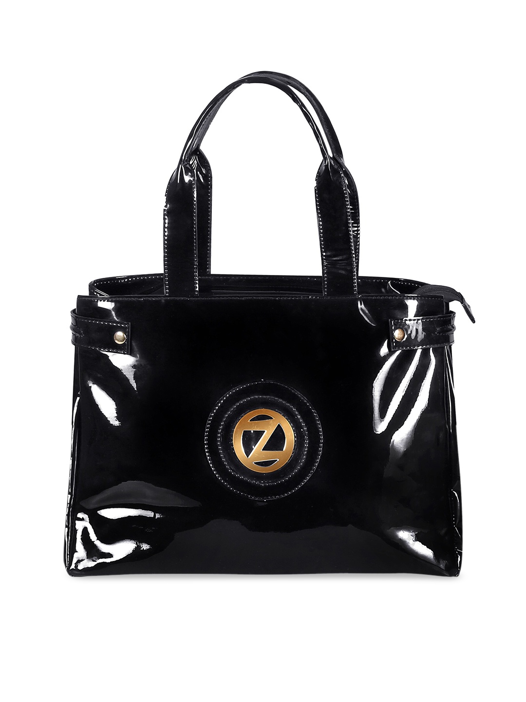 

OsaiZ Black & Gold-Toned Solid Handheld Bag