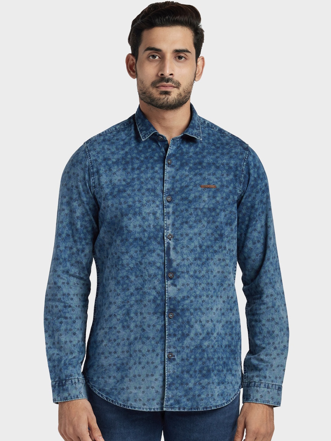 

ColorPlus Men Green & Grey Regular Fit Printed Casual Shirt