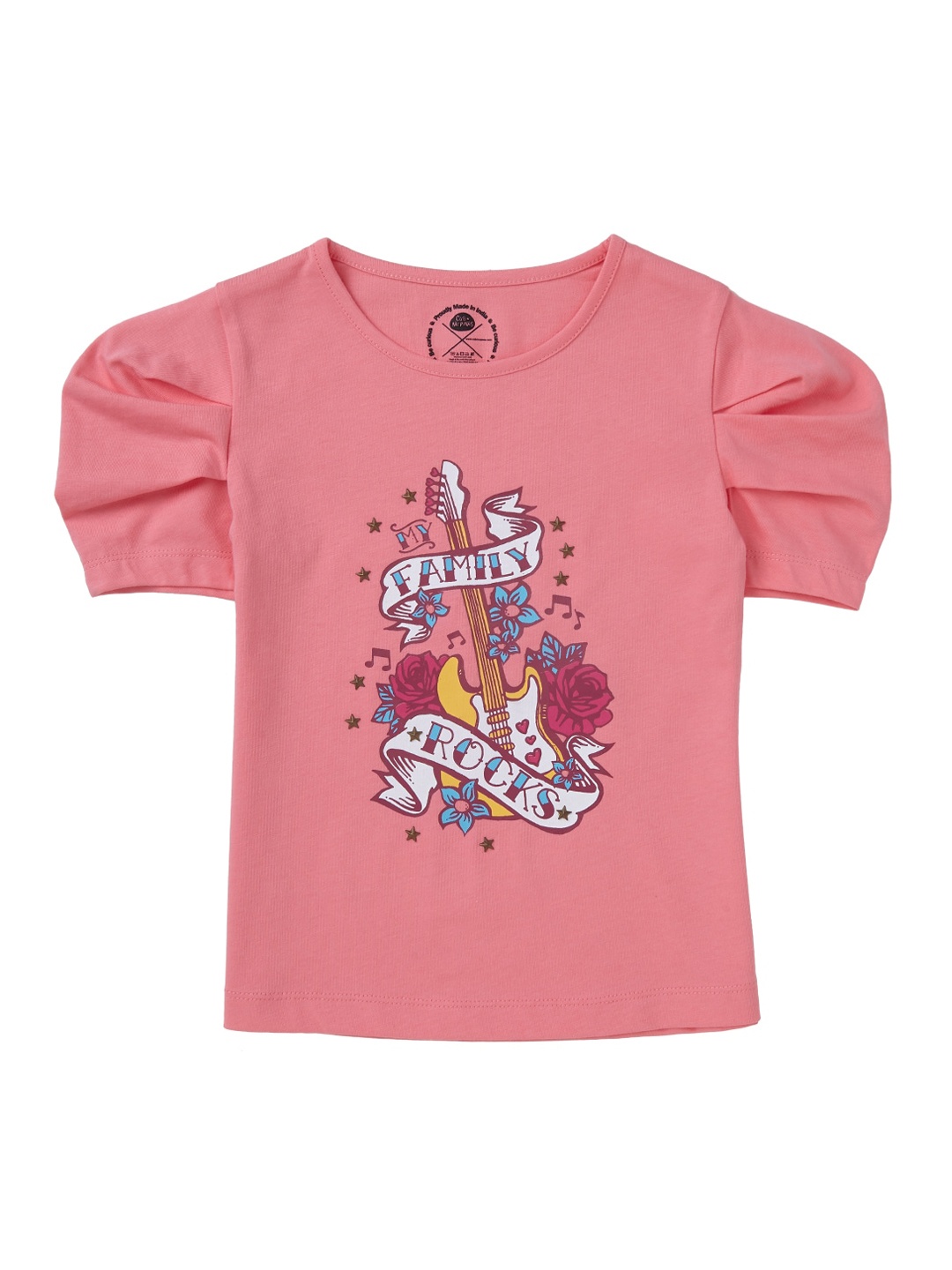 Cub McPaws Girls Pink Printed Round Neck T-shirt