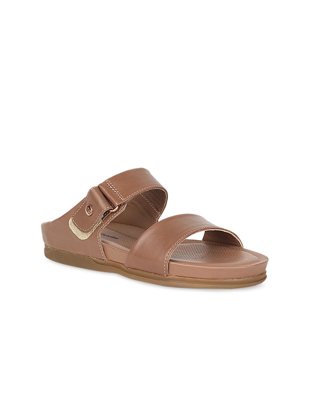 

Hush Puppies Women Brown Leather Open Toe Flats