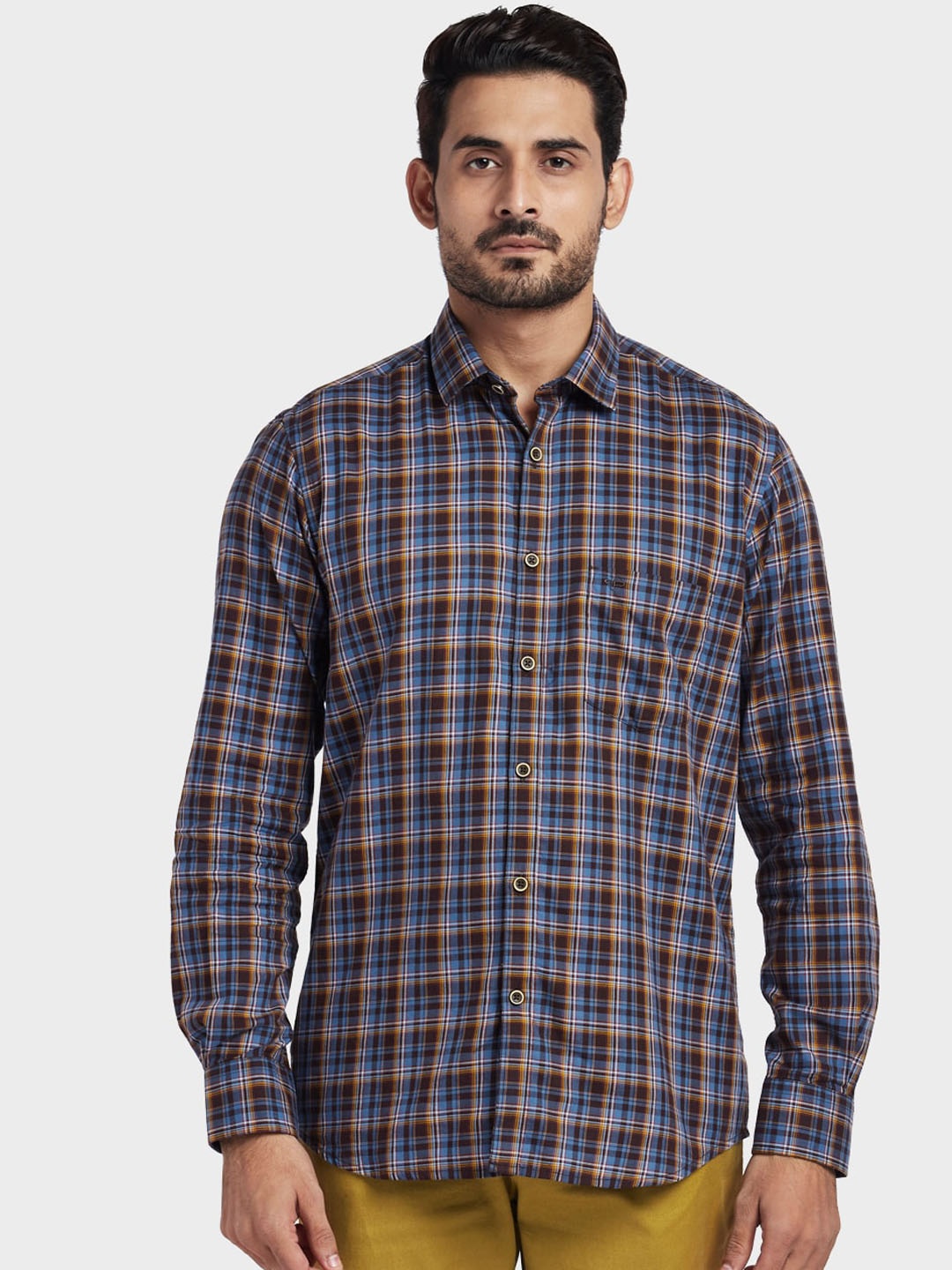

ColorPlus Men Multicoloured Tailored Fit Checked Casual Shirt, Multi