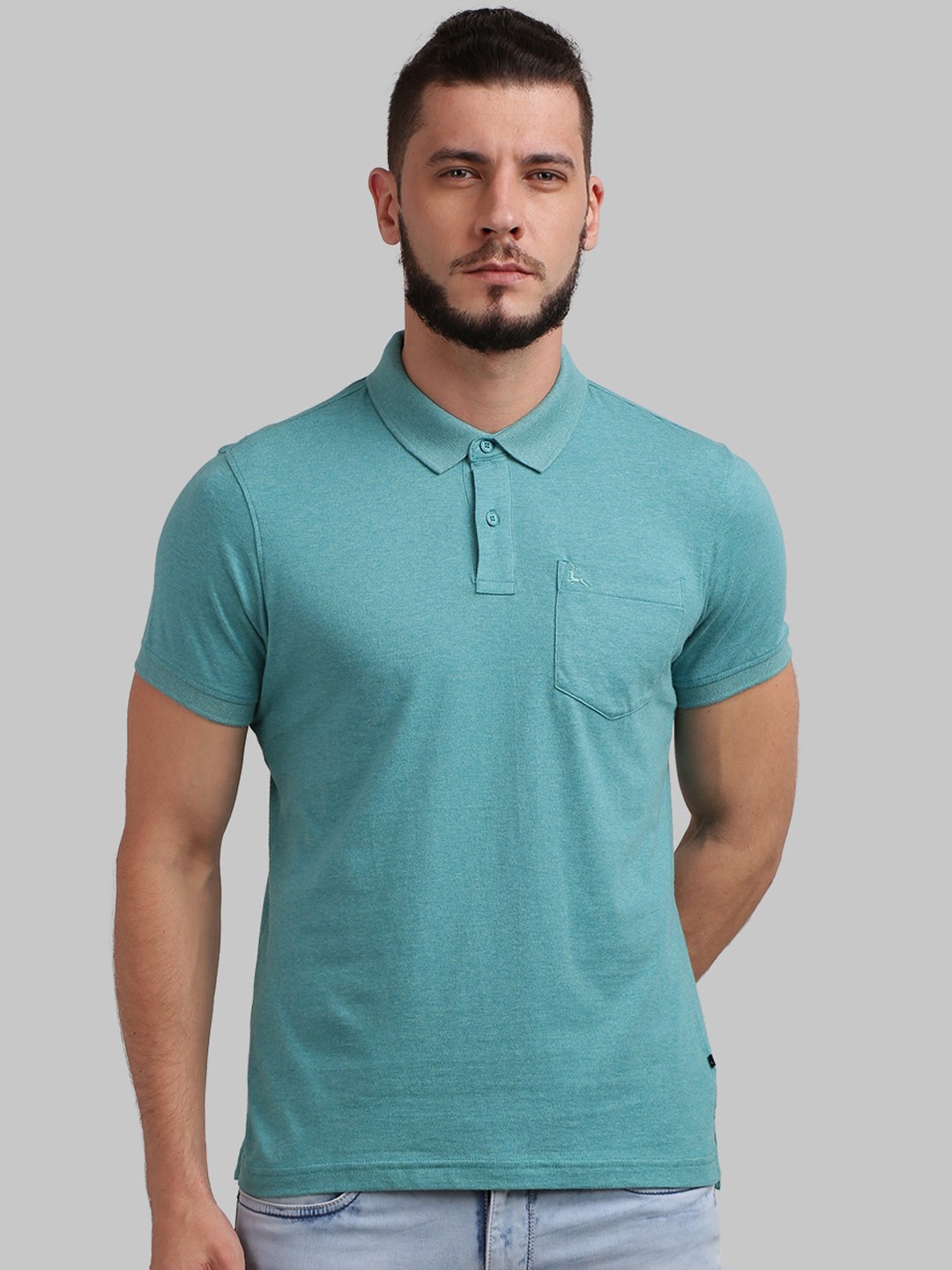 

Parx Polo Collar Cotton T-shirt, Blue