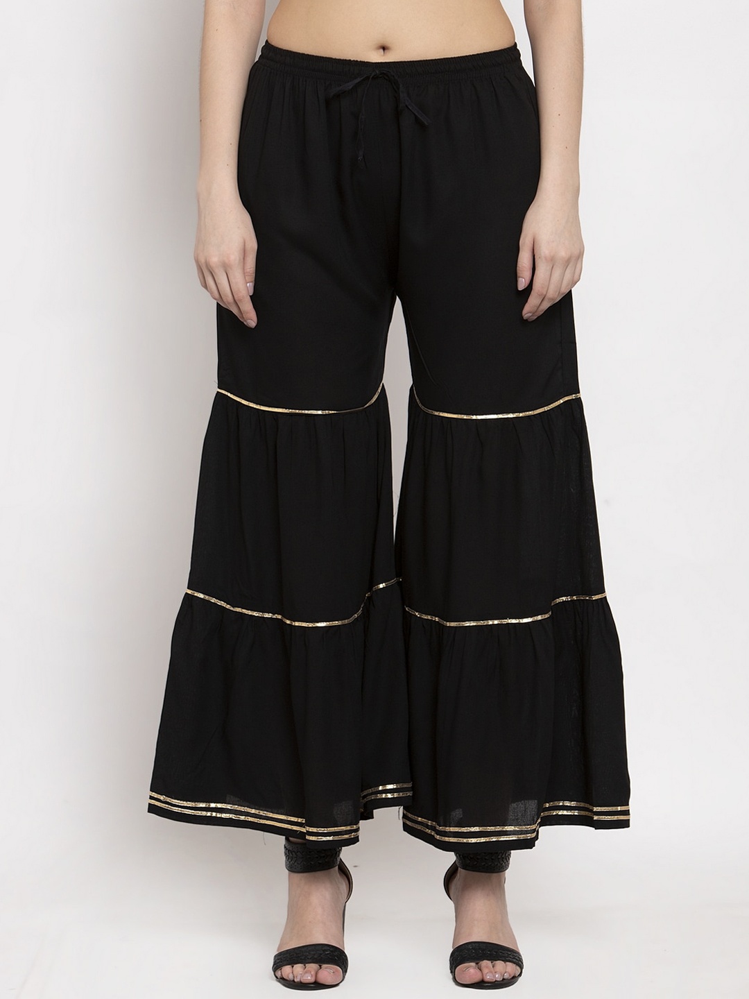 

Miaz Lifestyle Women Black Solid Flared Palazzos