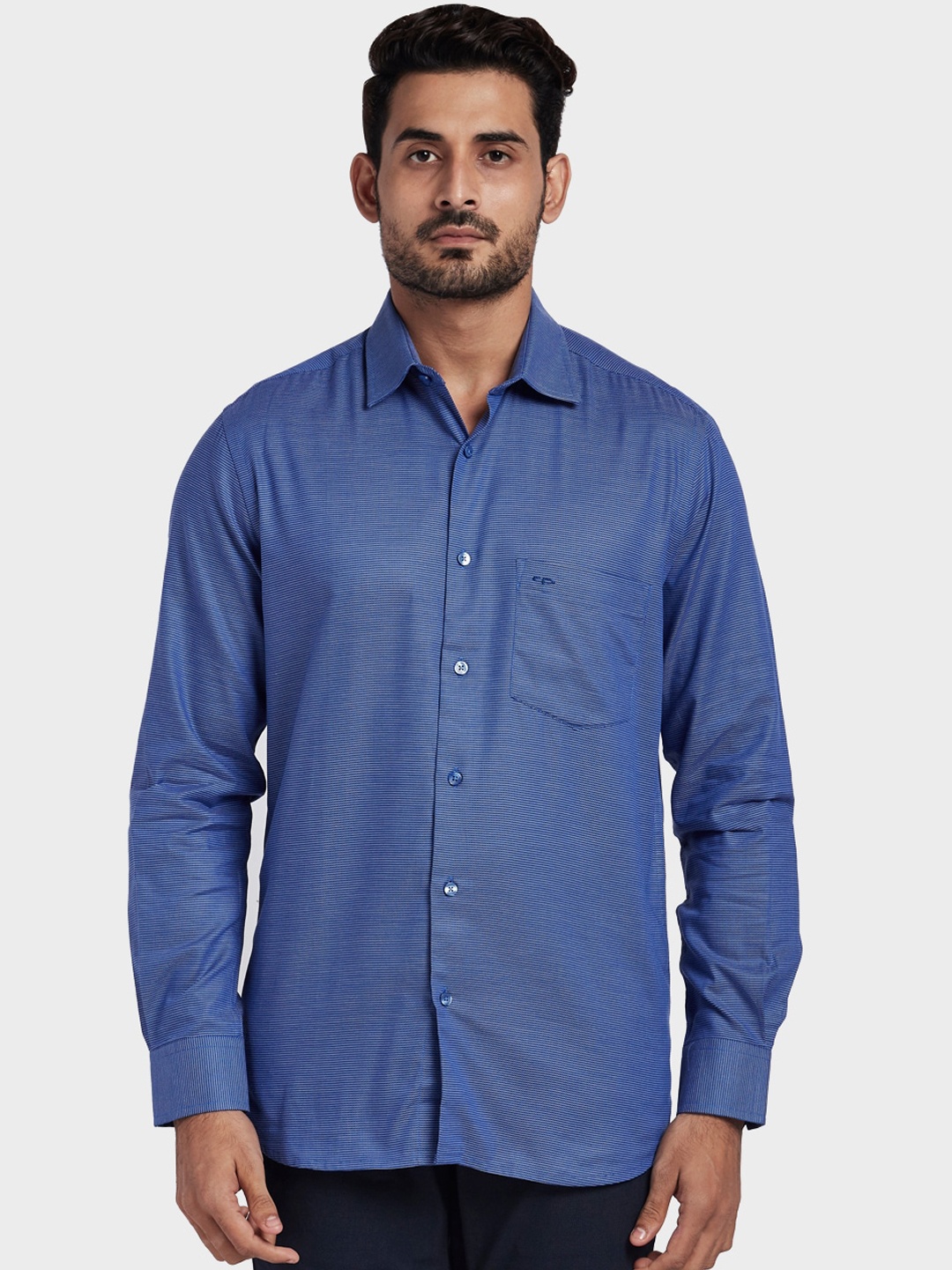 

ColorPlus Men Blue Tailored Fit Solid Casual Shirt