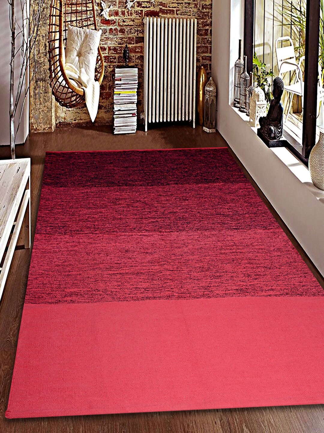 

Saral Home Pink & Black Self-Design Anti-Skid Dhurrie