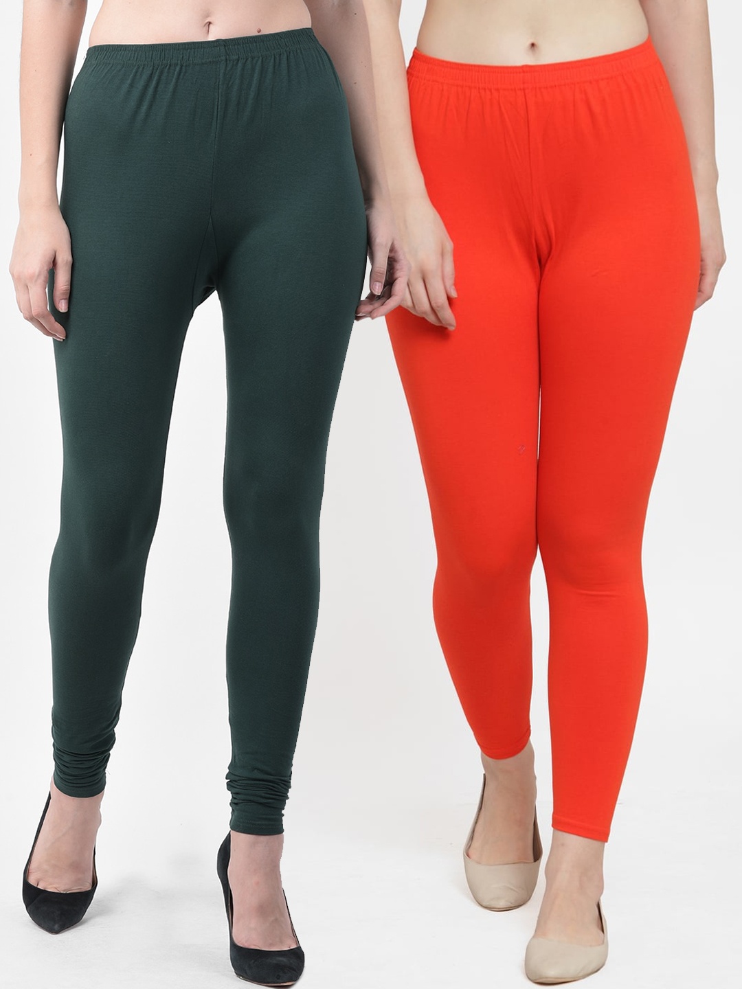 

GRACIT Women Pack of 2 Solid Leggings, Orange