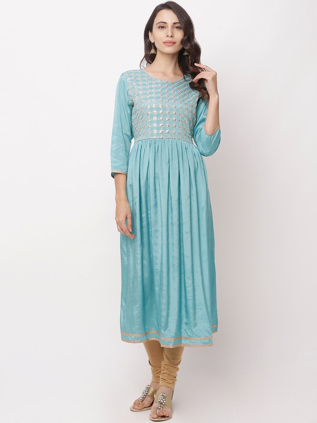 

Globus Women Blue Embellished Anarkali Kurta
