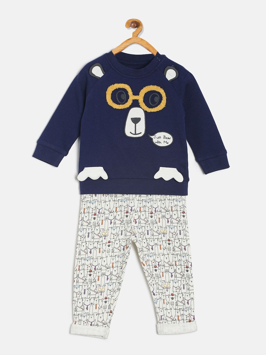 

MINI KLUB Infant Boys Navy Blue Applique T-shirt With Pyjamas